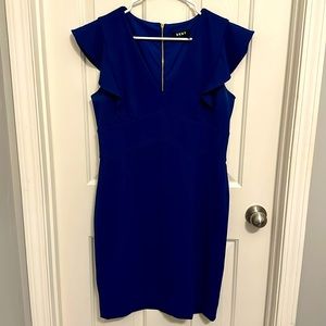 DKNY Navy Dress With Ruffled Sleeve